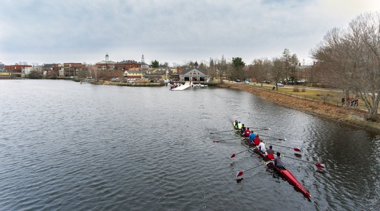 Exeter crew hits the Squamscott River for early-season training.