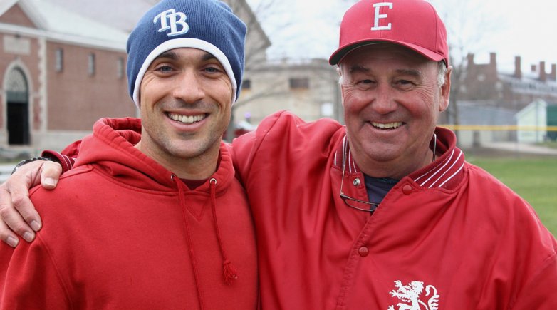 Bill Dennehy with former player and current MLB outfielder Sam Fuld.