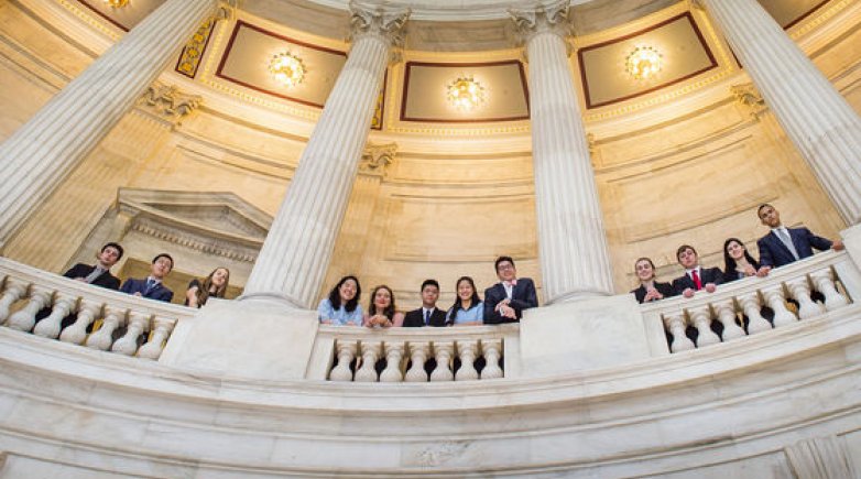 Exeter spring 2016 Washington interns in the rotunda of the senate office building