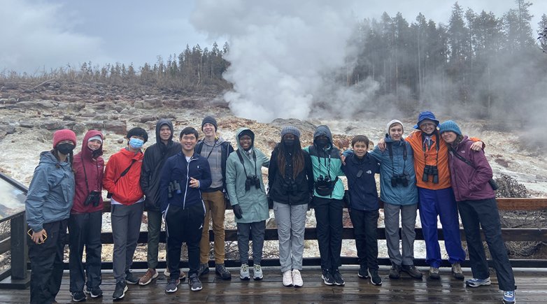 Exeter students take in Yellowstone National Park.